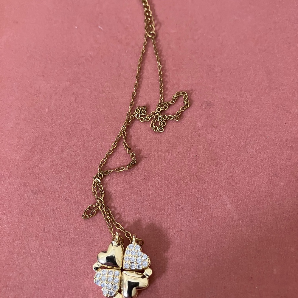 Gold Heart Stainless Steel 2 Way Pendant Necklace - Picture 5 of 6